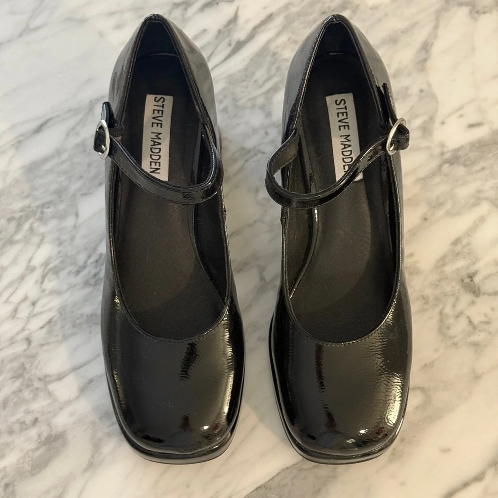 Steve Madden Black Mary Jane Heels - Picture 2 of 6